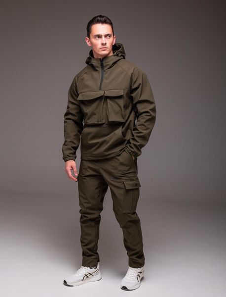 Костюм чоловічий утеплений флісом , анорак та штани ,Softshell , хакі