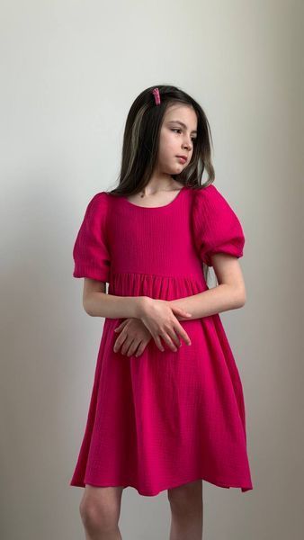 Сукня літня, муслінова для дівчинки малинова