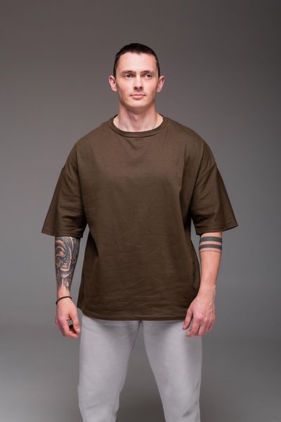 Футболка базова , чоловіча, хакі, великі розміри "Casual"