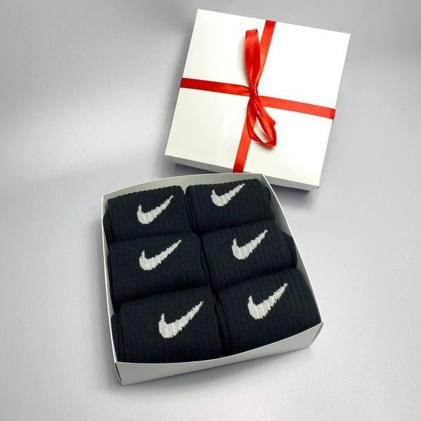 Бокс чоловічих високих шкарпеток Nike 41-45 на 6 пари у подарунковій коробці