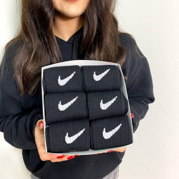 Бокс чоловічих високих шкарпеток Nike 41-45 на 6 пари у подарунковій коробці