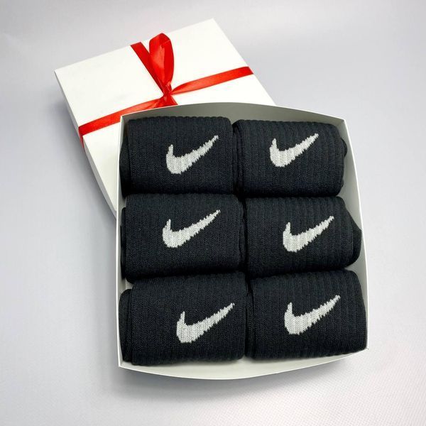 Бокс чоловічих високих шкарпеток Nike 41-45 на 6 пари у подарунковій коробці