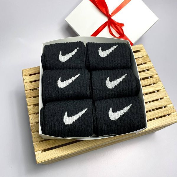 Бокс чоловічих високих шкарпеток Nike 41-45 на 6 пари у подарунковій коробці