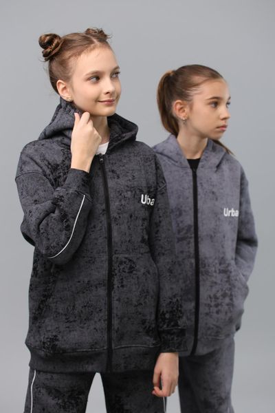 Костюм підлітковий, теплий ,худі на блискавці та штани , з мармуровим ефектом,сірий