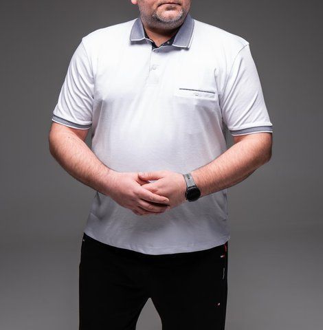 Футболка поло чоловіча біла батал 6XL&ndash;9XL