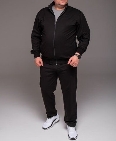 Костюм чоловічий спортивний полубатал (3XL-5XL) без капюшона чорний Туреччина