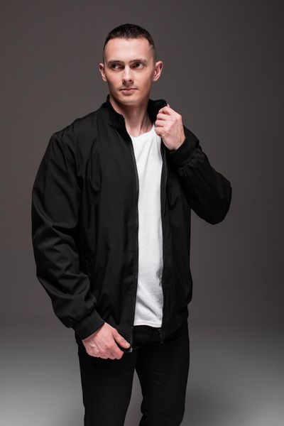 Куртка вітрівка , чоловіча без капюшона , чорна, великі розміри 2160 фото