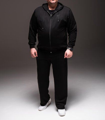Чоловічий чорний спортивний костюм Nike Батал двонитка