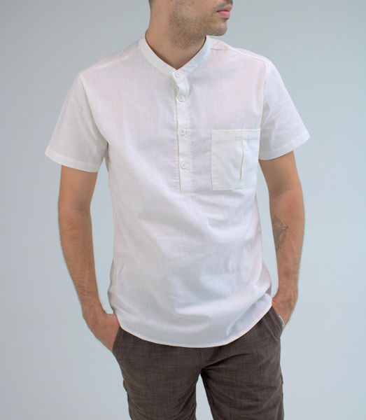 Сорочка чоловіча літня , з кишенею , на короткий рукав , біла 2191 біл фото