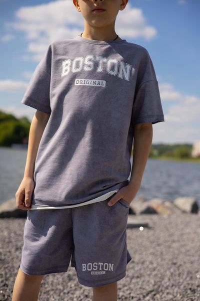Стильний літній комплект для хлопчика підлітка "BOSTON", сірий