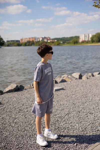 Стильний літній комплект для хлопчика підлітка "BOSTON", сірий