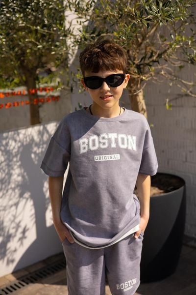 Стильний літній комплект для хлопчика підлітка "BOSTON", сірий