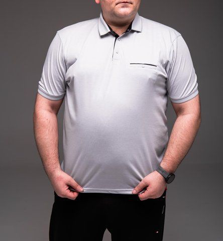 Футболка поло чоловіча світло-сіра батал 6XL&ndash;9XL
