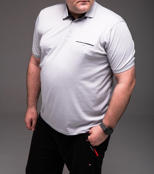Футболка поло чоловіча світло-сіра батал 6XL&ndash;9XL