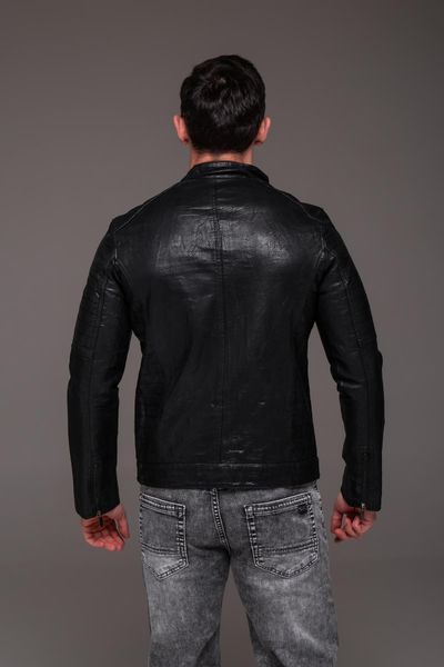 Чоловіча коротка куртка Slim Fit з екошкіри чорна